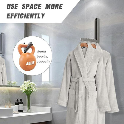 Folding Clothes Drying Rack with 3 Brackets for Over The Door and Wall Mount, All Metal Laundry Dryer Rack with Retractable Rod for Towel, Fit Doors Thickness from 0.59in to 1.96in (Space Grey)