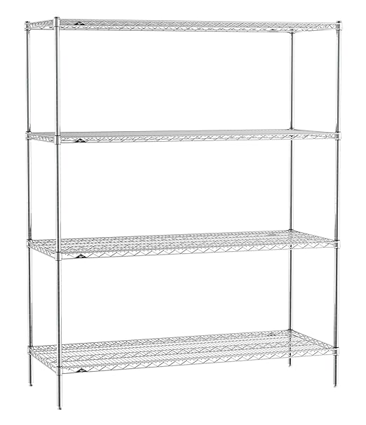 Metro EZ2460NC-4 Super Erecta Industrial Wire Shelving 4-Shelf Convenience Pak, Chrome, 24" x 60" x 74.5"