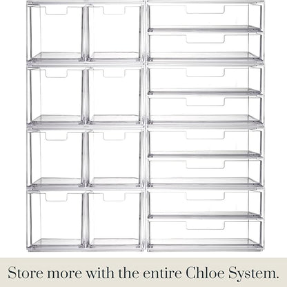 STORi Chloe Stackable Makeup Holder & Drawer Organizer Set, Clear, BPA-Free Plastic, Made in USA, Organize Brushes, Cosmetics & Beauty Essentials