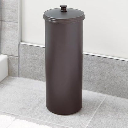 iDesign Freestanding Bathroom Toilet Paper Storage Holder with Lid for 3 Extra Rolls, 2-Pack, Bronze