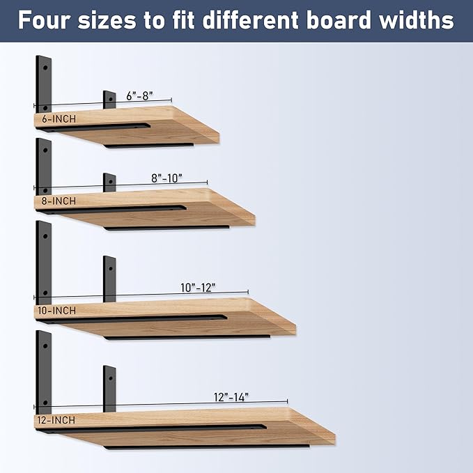 ELSKER&HOME Shelf Brackets 6 Inch, 12 Pack Floating Shelf L Brackets for Shelves Support, Black Metal Heavy Duty Shelf Brackets for DIY Decorative