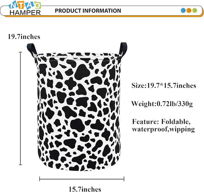 Cow Laundry Basket,Collapsible Nursery Hamper,Waterproof Storage Bin with Handles for Bedroom,Room Decor,Gift Basket(Cow Stria)