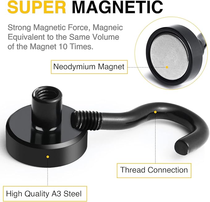 DIYMAG Magnetic Hooks, 30Lbs Black Strong Heavy Duty Cruise Magnet Garage S-Hooks for Classroom, Fridge, Hanging, Cabins, Grill, Kitchen, Garage, Workplace and Office Etc, 120 Pack