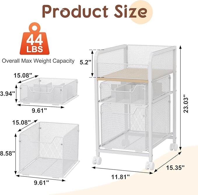 Rolling Makeup Cart Organizer with 2 Drawers, Narrow Floor Skincare Organizers, Vanity Organizer Cosmetics Display Cases Holder for Skin Care Nail Polish Perfume Makeup Brush, White
