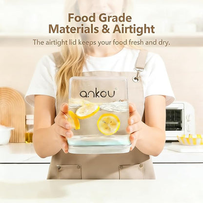 Ankou Dog Food Storage Containers Set, 4.2 QT with 130 ml Scoop & 2.8 QT, Airtight BPA-Free | Stackable Pop Lid Plastic Containers for Kibble & Pet Treats