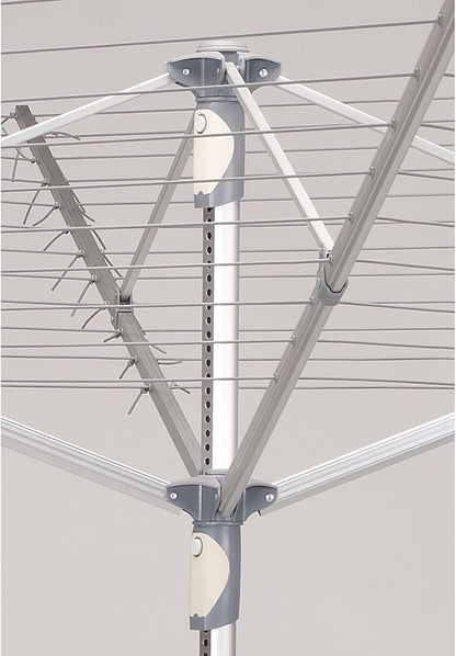 Household Essentials 1710 Height Adjustable Outdoor Umbrella Drying Rack | Aluminum | 12-Lines with 165 ft. Clothesline , Gray