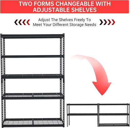 48" Heavy Duty Garage Shelving Unit, Adjustable 5-Tier Metal Storage Rack, Freestanding Utility Shelf, 48"w x 18"d x 72"h