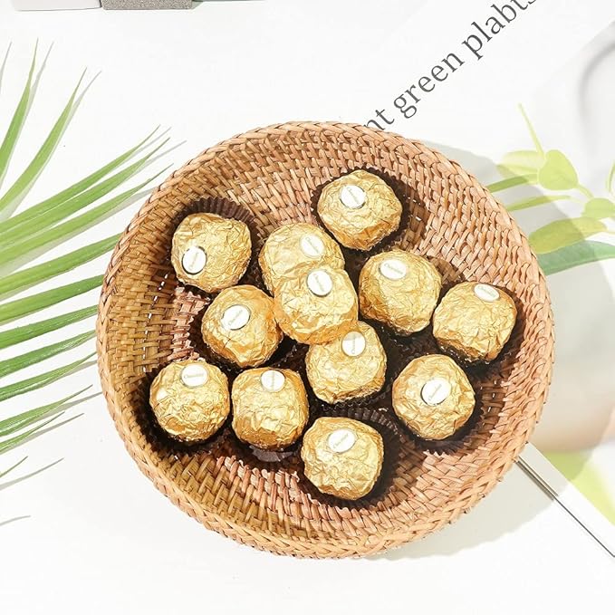 Small Round Keys Basket for Entryway Woven Baskets for Organizing Tabletop Decorative Wicker Organizer Basket for Keys Wallet Cell Phone for Fruit Candy Cracker