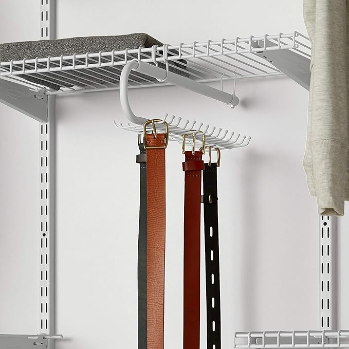Rubbermaid Configurations Tie & Belt Organizer, White, Accessory Organization System and Storage, for Home/Closet/Bathroom