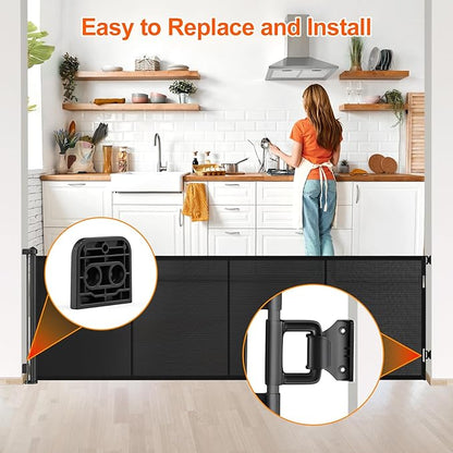 EZIGO Retractable Baby Gates Replacement Parts, Full Set Wall Mounting Accessories Including Brackets, Latches, Screws for 120 inch Extra Wide Baby Gate Pet Gate Mesh Gate Retractable Dog Gate, Black