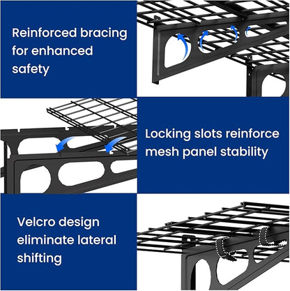 FLEXIMOUNTS 2x4ft Garage Shelving Wall-Mounted, 1-Pack Heavy-Duty Wall Shelving, Holds Up to 200 lbs, Garage Storage Rack for Organization & Storage Bins, Black, Classic Series