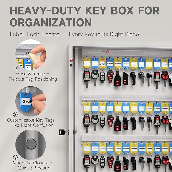 WeHere Key Lock Box with Code, 360-Key Cabinet with Bluetooth App Access, One-Time Password Unlock, Remote Unlock via Gateway, Steel Key Storage Box for Office, School, Garage and Property Management