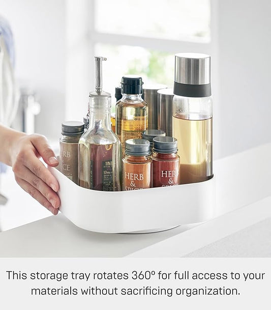 Yamazaki Home Tower 360° Rotating Storage Rack – Non-Slip Lazy Susan Organizer for Cosmetics, Skincare, and Spices - Abs Plastic