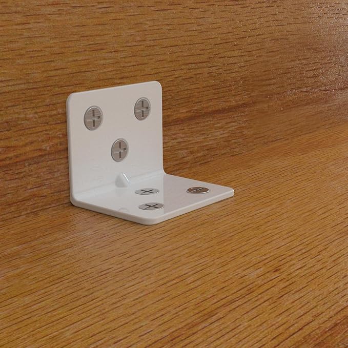 White Stainless Steel Corner Bracket,Joint Right Angle Bracket,L Shape Heavy Duty Metal Corner Brace Hardware Brackets Supporter for Wood Aufuga (16, 1.5x1.2x1.2)