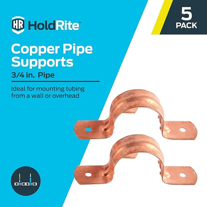 HoldRite 3/4 Inch Copper 2-Hole Strap, 5 Pack, Pipe Support, CPS075Z5