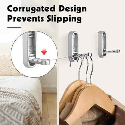 Folding Coat Hooks, 4 Pcs Foldable Silver Wall Hooks Heavy Duty Foldable Hook Bathroom Towel Hooks Robe Hooks Wall Mounted for Hanging Coat Towels Clothes Hat Bags Keys