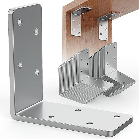 26 Pcs 3"x3"x1.5" L Brackets Heavy Duty, Galvanized Corner Brace for Wood, Angle Iron with Recessed Holes, 90 Degree Angle Bracket for Floating Shelves, Wood Beams, Furniture, Bed