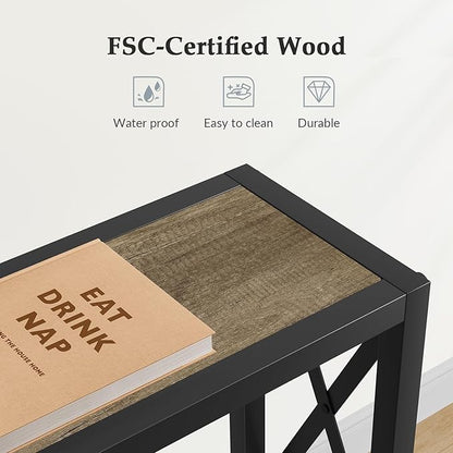 70" Sofa Tables Narrow Long, Behind Couch Table with Oulets & USB Ports, Industrial Long Skinny Stand for Entryway,Hallway, Living Room, Bedroom 7.9" D x 70" W x 30.3" H