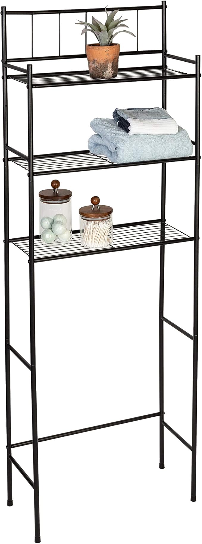 Honey-Can-Do 3 tier Over-The-Toilet Space Saver Shelving Unit, Black BTH-09022 Black