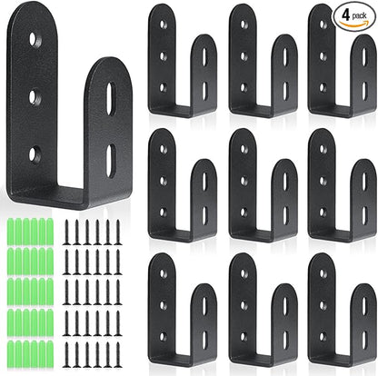 U Shaped Bracket, Heavy Duty Door Security Brackets for 2 x 4 Lumber,Open Bar Holder Steel U Bracket Door Security bar fit for Indoor,Outdoor Door Security (10 Pack)