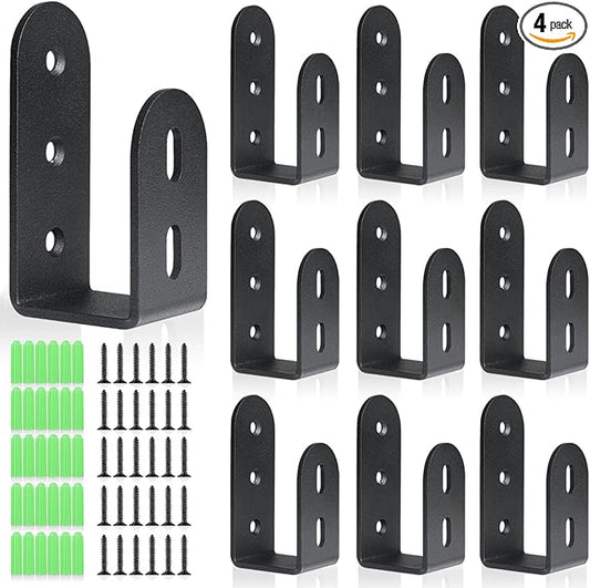 U Shaped Bracket, Heavy Duty Door Security Brackets for 2 x 4 Lumber,Open Bar Holder Steel U Bracket Door Security bar fit for Indoor,Outdoor Door Security (10 Pack)