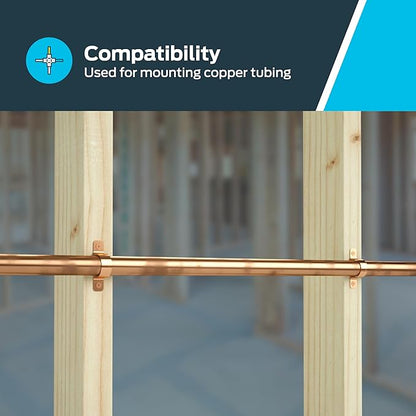 HoldRite 1/2 Inch Copper 2-Hole Strap, 50 Pack, Pipe Support, CPS05050