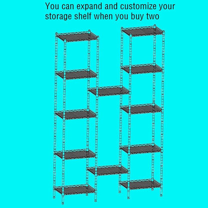 REGILLER 6 Wire Shelving Steel Storage Rack Adjustable Unit Shelves for Laundry Bathroom Kitchen Pantry Closet(Silver,11.7" D x 21.4" W x 63" H)