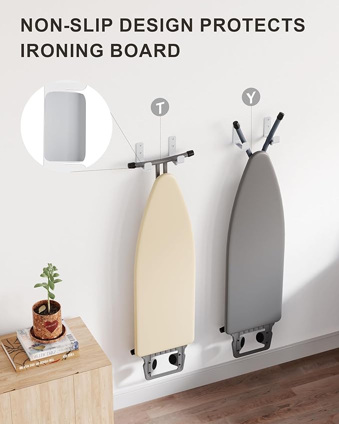 Ironing Board Holder 304 Stainless White, Ironing Board Hanger Y T Leg Heavy Duty Iron Board Holder Hook for Laundry Room