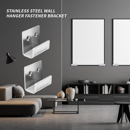 Stainless Steel Wall Hanger Fastener Bracket for Ceramic Tile Display- Pack of 6