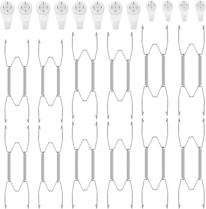 Hotop 12 Pieces Plate Hangers for Wall Stainless Steel Wire Invisible Heavy Duty Plate Hangers Display Holders with 12 Pieces Hooks for Wall Decorative(8/10/12 Inch,Silver)