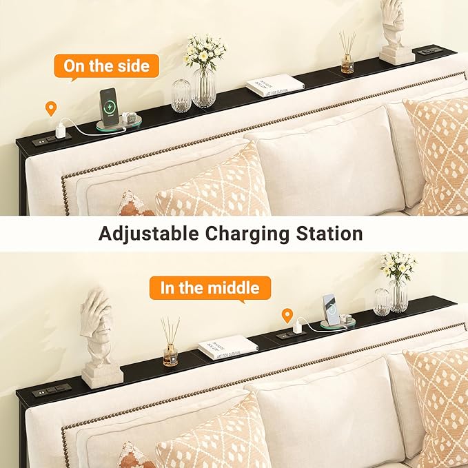 ELYKEN 94.5" Narrow Console Sofa Table with Power Outlet, 5.9'' Behind Couch Table with Charging Station, Long Entryway Tables for Living Room, Hallway, Black