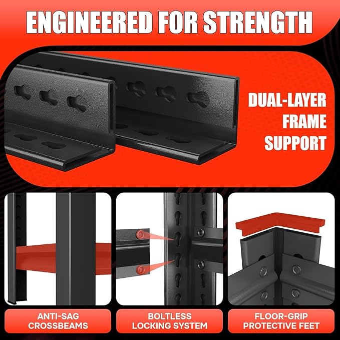 36" W: Father&I 5-Shelf-Rack Industrial Heavy-Dudy Adjustable Metal Garage/Kitchen Storage Shelving Stand Shelves Unit/System Organizer for Basement/Closet/Pantry, 72" H*36W *16" D, Black