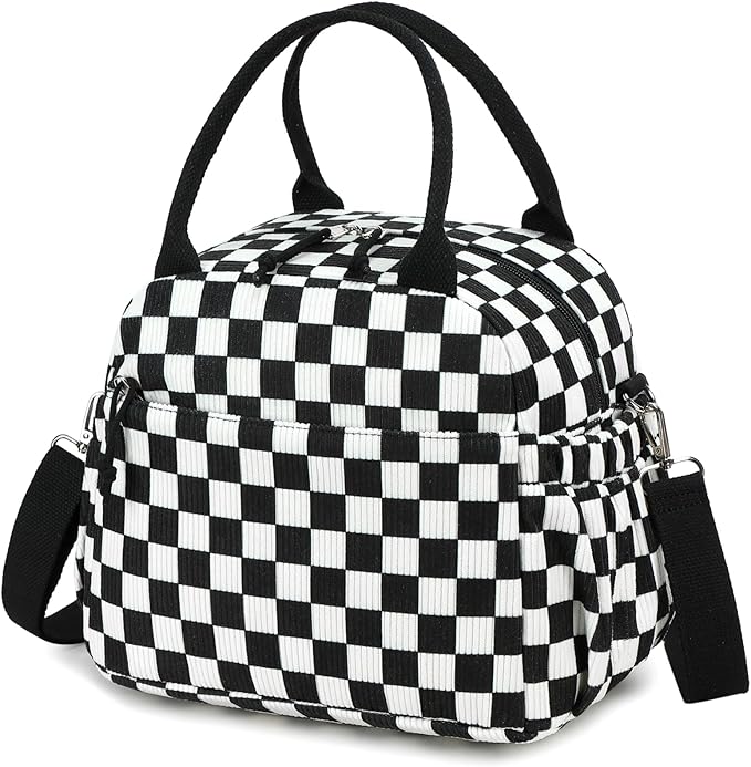 Bluboon Lunch Bag for Women Cute Corduroy Lunch Tote Bags with Shoulder Strap Reusable Insulated Lunch Box Large Capacity Reusable Insulated Cooler for Work Picnic or Travel (13L)