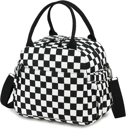 Bluboon Lunch Bag for Women Cute Corduroy Lunch Tote Bags with Shoulder Strap Reusable Insulated Lunch Box Large Capacity Reusable Insulated Cooler for Work Picnic or Travel (13L)