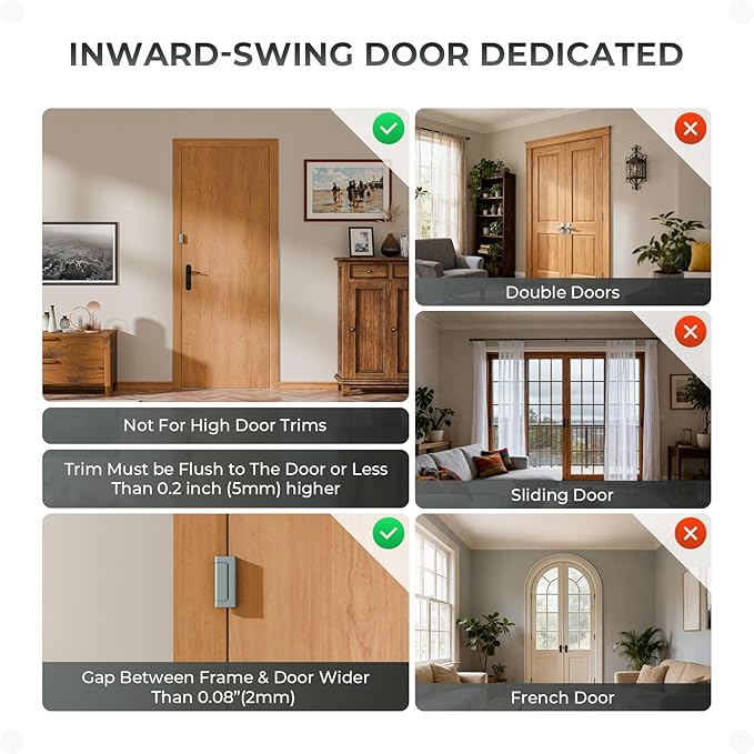 5Pack Home Security Door Reinforcement Lock, Childproof Safety Door Lock Latch Inside Stopper, Add High Security to Prevent Home Unauthorized Entry, Aluminum Construction Finish Grey