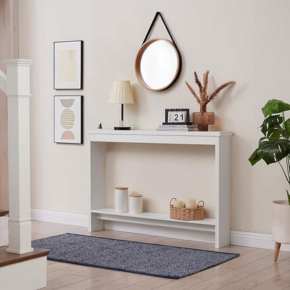 ZGREN Narrow Sofa Table with Outlet and USB Port, Behind Couch Table Skinny Console Table with Charging Station Thin and Long Slim Entryway Table for Living Room, Hallway, Entry Hall, Foyer, White