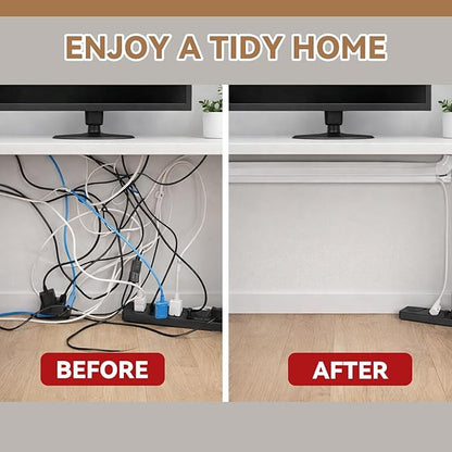 Tatuo 2 Pcs Silicone Wall Wire Hider, 10 ft Each, Self-Adhesive Flexible Cord Hider Wall, Side Open Wire Covers Cable Concealer for Mounted TV, Home Office Management(1.08” W X 0.44” H)