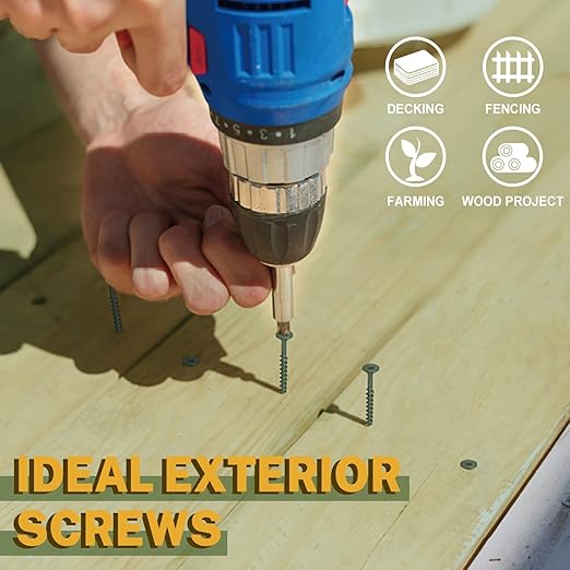 LIONMAX Deck Screws 3 Inch, Wood Screws #10 x 3, 100 PCS, Rust Resistant, Exterior Epoxy Coated, Outdoor Decking Screws, Torx/Star Drive Head Screw, T25 Star Bit Included, Green