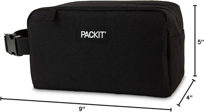 PackIt Freezable Snack Box, Black, Built with EcoFreeze Technology, Collapsible, Reusable, Zip Closure with Buckle Handle, Perfect All Ages and Fresh Snacks on the go