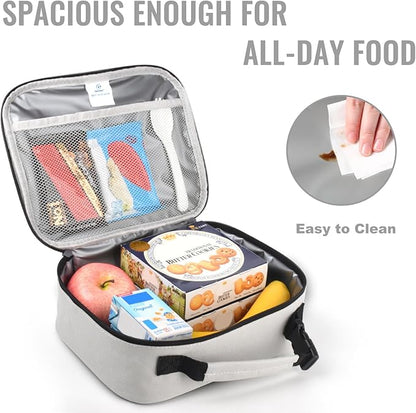 Genteen Lunch Box Kids,Insulated Lunch Bag Kids Boys Girls,Soft Bag Small Cooler Back to School Thermal Meal Tote Kit Lunch Box for School,Work,Outdoor (Gray)