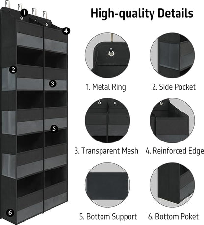 Giraffe Creation Over Door Hanging Organizer with 10 Large Capacity Pockets, Ideal Storage for Closet, Bathroom, Nursery, Bedroom, Dorm, Toys, Cosmetics, and Baby Essentials, Black