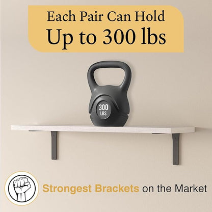 4 Pack Heavy Duty Shelf Brackets 10 Inch by Balin Designs – Decorative L Bracket for Shelves, Metal Shelf Support Bracket, Wall Mounted Countertop Iron Corbels, Floating Black Shelving Brackets