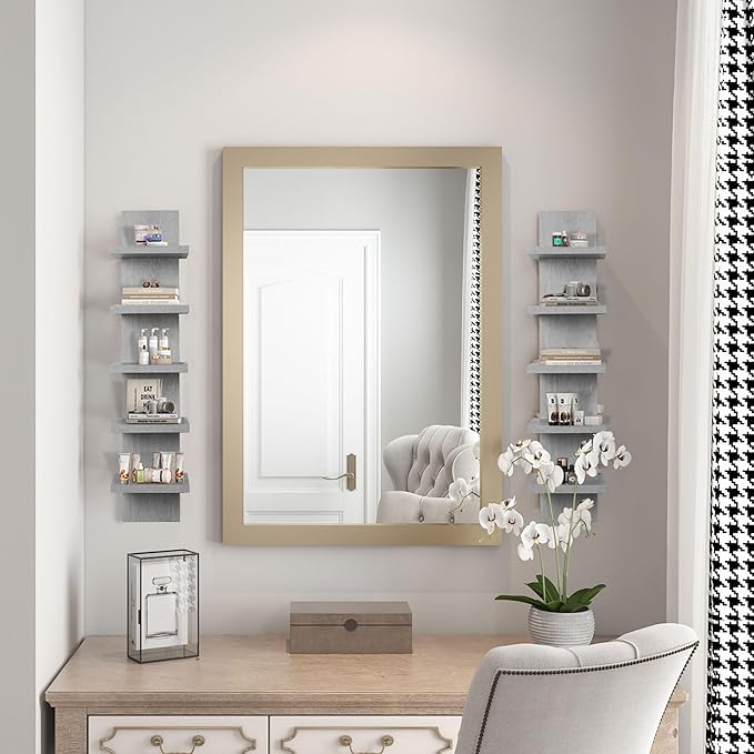 5 Tier Wall Shelves, Vertical Column Shelf Floating Storage Home Decor Organizer Tall Tower Design Utility Shelving Bedroom Living Room