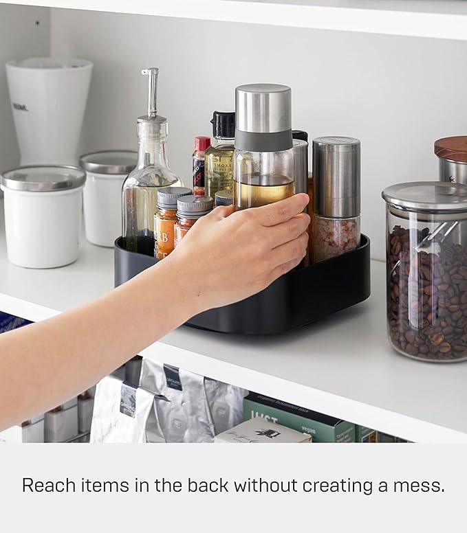 Yamazaki Home Tower 360° Rotating Storage Rack – Non-Slip Lazy Susan Organizer for Cosmetics, Skincare, and Spices - Abs Plastic