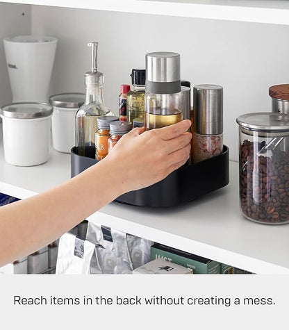 Yamazaki Home Tower 360° Rotating Storage Rack – Non-Slip Lazy Susan Organizer for Cosmetics, Skincare, and Spices - Abs Plastic