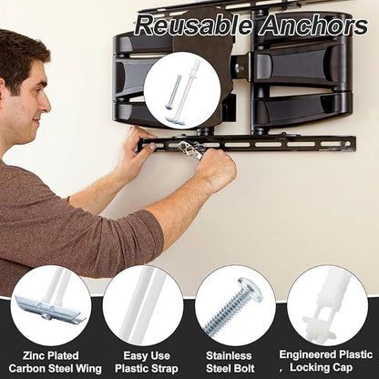 Drywall Anchor with Included Bolts for 3/16”-24, Heavy Duty Hollow Drywall Anchors for TV Mounting Kit, Stainless Steel Hollow Wall Anchors Holds up to 240 lbs Each in 1/2-in Drywall-10 Pack