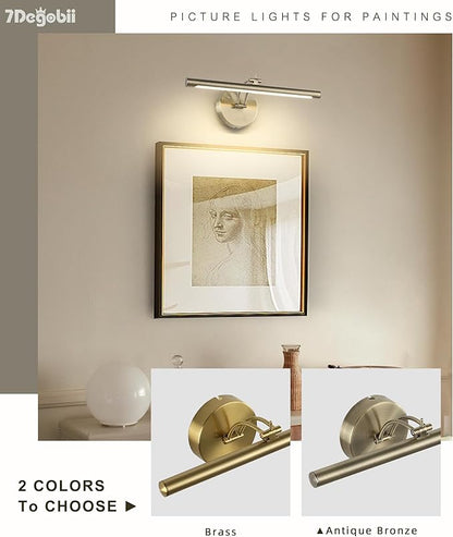 Dimmable Picture Light Hard Wired 15.75" Inch Adjustable Swing Arm Antique Bronze Picture Frame Lights Led Display Light for Artwork 7W 3000K