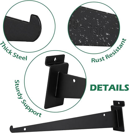 12 Inch Slatwall Shelf Bracket, Slatwall Accessories, Heavy Duty Slat Wall Shelf Bracket with Lip for Garage and Retail Display(16PC )
