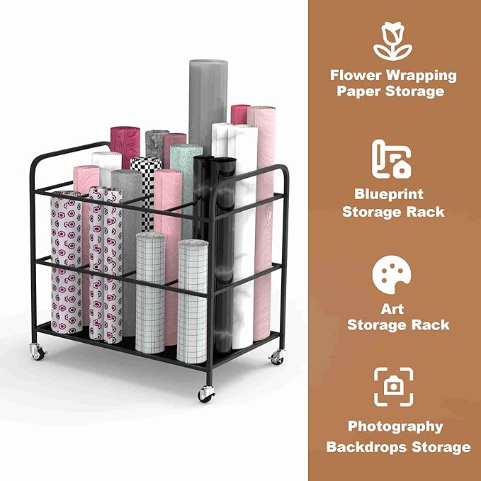 Yoga Mat Holder Organizer Yoga Mat Storage Rack Basket for Home Gym Exercise Workout Equipment Storage Shelf Cart