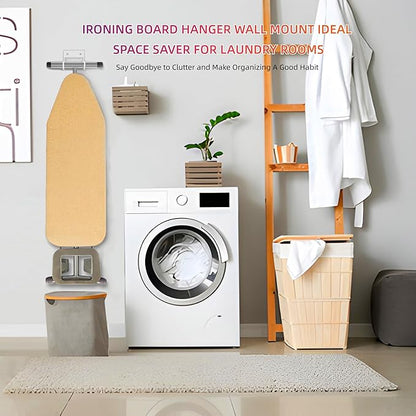 BiJun Ironing Board Hanger Wall Mount, Ironing Board Hanger with 5 Inch Length, Iron Board Holder Wall Mount for Laundry Rooms (White)